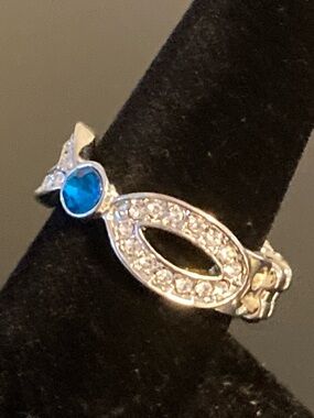 paparazzi Silver-Tone Blue Crystal Infinity Ring